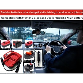 EAGLEWING Car Battery Charger,Vehicle Charger forwith Black and Decker 9.6V 12V 14.4V 18V 24V Battery NiCD & NiMh Firestorm Battery Packs HPB18 HP188F FSB18 F FS18C FS18BX FS18FL and More