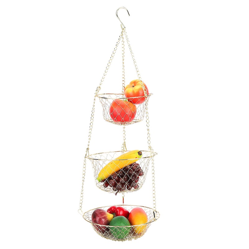 Multifunction 3 Tier Removable Hanging Fruit Baskets Vegetable Storage Organizer