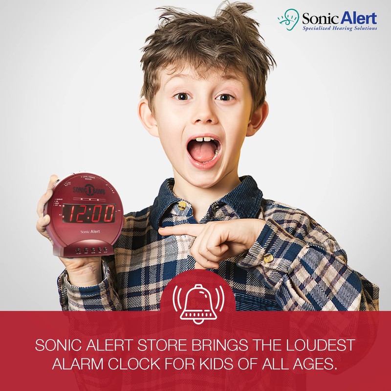 Sonic Alert Sonic Bomb Dual Alarm Clock with Bed Shaker,
