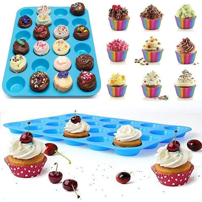 Silicone Mini Muffin Pan, Qtopun 4 Pack 24 Cups Silicone