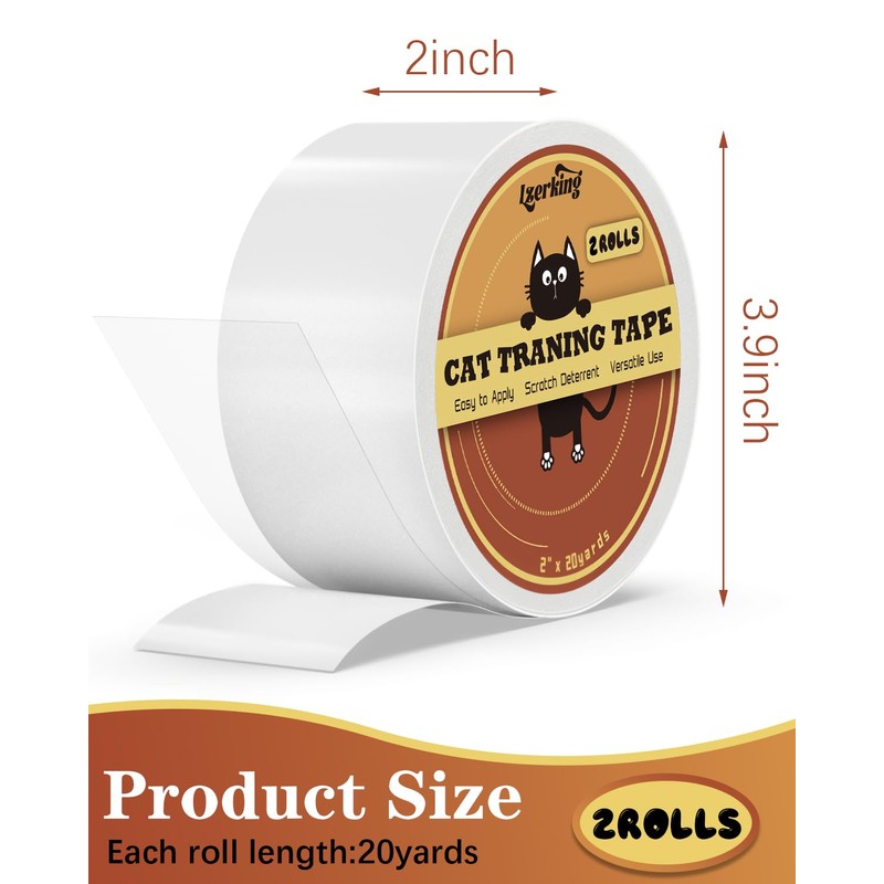 Lzerking Clear Double Sided Tape 2 Rolls Clear Removable Wall