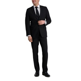 Haggar Men's JMH Premium Stretch Tailored Fit Suit Separate Pants, Black Solid-Jacket, 42 Short