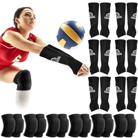 6 Pairs Volleyball Knee Pads and 6 Pairs Padded Passing Sleeves Volleyball Arm Sleeves Padded, Protective Knee Brace Forearm Elbow Sleeve Train Access