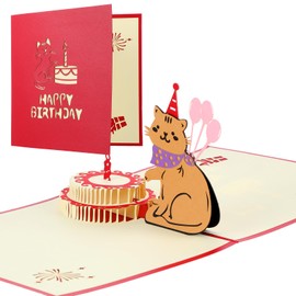 AOUZO Pop Up Card Birthday, Funny 3D Birthday Card, Cat Happy Birthday, Unique and Creative Card, Cat Popup Card for Women, Men, Girls, Boys, Cat Lovers, Birthday Card (Got)