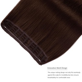 Yamel Invisible Wire Hair Extensions 20 Inch Medium Brown Long Silky Straight Synthetic Hairpieces Secret Hair Extensions for Women