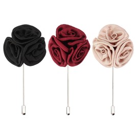 Men's Lapel Pin Flower Lapel Pin Rose Flower Men Boutonniere of Rose Brooches, Suitable for Weddings, Celebrations, Parties, Evening Parties and Other Occasions, the silk