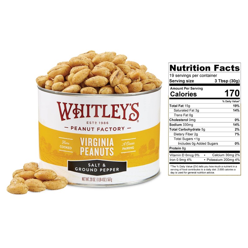 Whitley’s Salt & Ground Pepper Virginia Peanuts – Super Extra