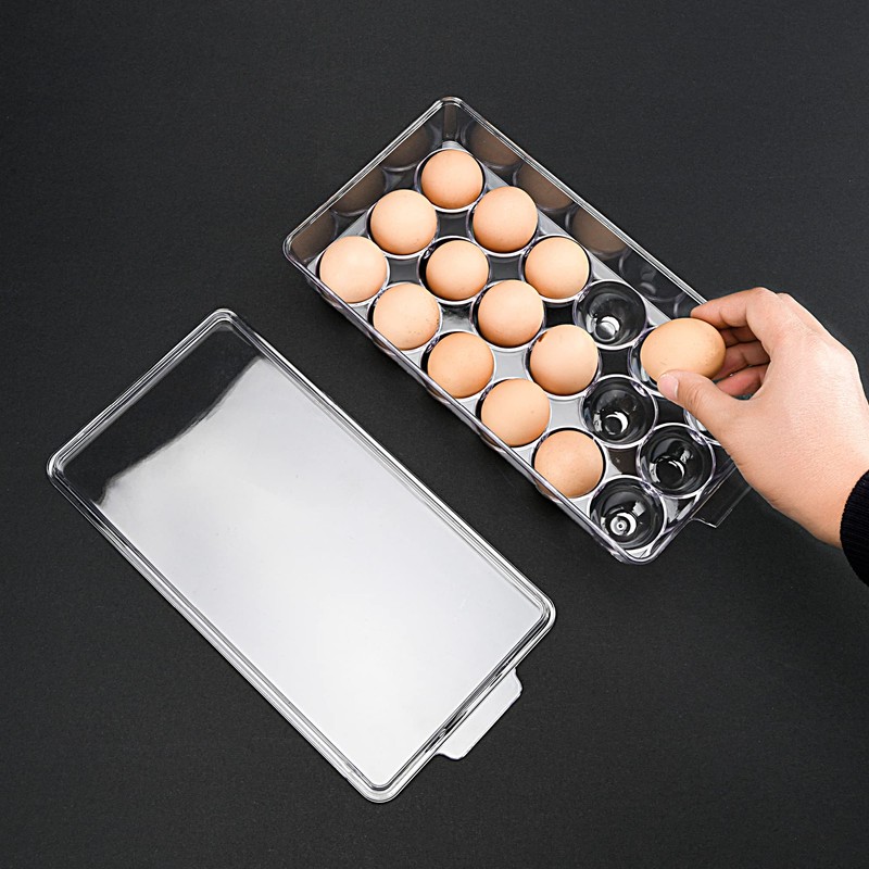 Ambergron 18 Eggs Holder for Refrigerator, Clear Egg Container for