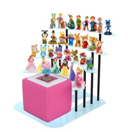 Riuog Metal Bracket for Toniebox,Floating Shelf for Tonies Figures 20-35pcs Storage,Metal Display Stage for Toniebox Player,Children's Room Decorations and Gifts (Blue)