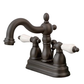 Kingston Brass KS1605PL Heritage Centerset Lavatory Faucet with Brass Pop-Up, Oil Rubbed Bronze