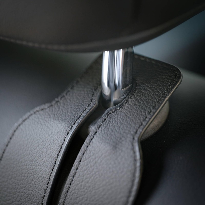 Jayanes Genuine Leather Car Seat Hooks for Headrest - Flexible