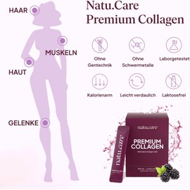 natu.care - Natural Collagen Powder 5000 mg - Collagen Powder Hydrolysate - Marine Collagen Powder with Vitamin C Peptides Type 1 - Colagen Powder High Dose Skin & Hair (30 Servings, Blackberry)