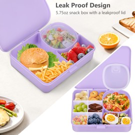 JOOPETALK Kids Snackle Box Container with Leak Proof Snack Container, 8 Compartments with Detachable Dividers, BPA-Free & Dishwasher Safe Bento Box for School Travel, Purple