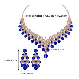 DEARMAMY Bridal Necklace Earrings Set Wedding Jewelry Set Rhinestone Choker Necklace for Wedding Party Prom Green