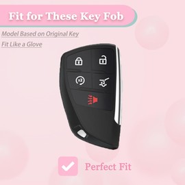 for Chevy Key Fob Cover - Soft TPU Protection Case with Keychain for 2021-2025 Chevy Suburban Tahoe GMC Yukon Denali Silverado Buick Enclave Smart Remote Key Shell （5 Buttons Blue）