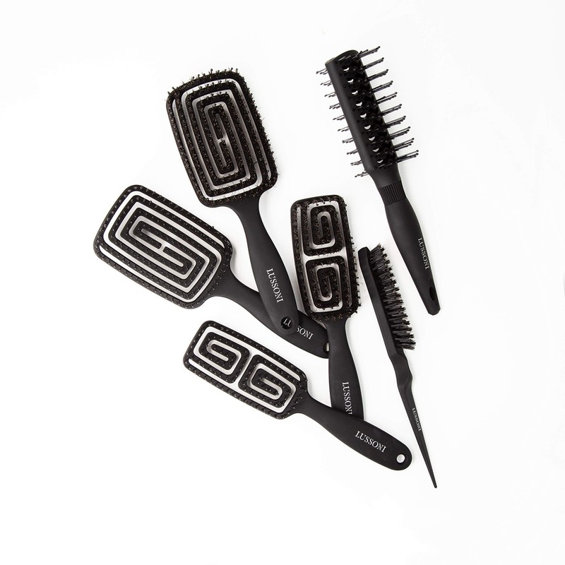 T4B LUSSONI Flexible Hair Brush, Detangling Brush, Antistatic Styling Brush,