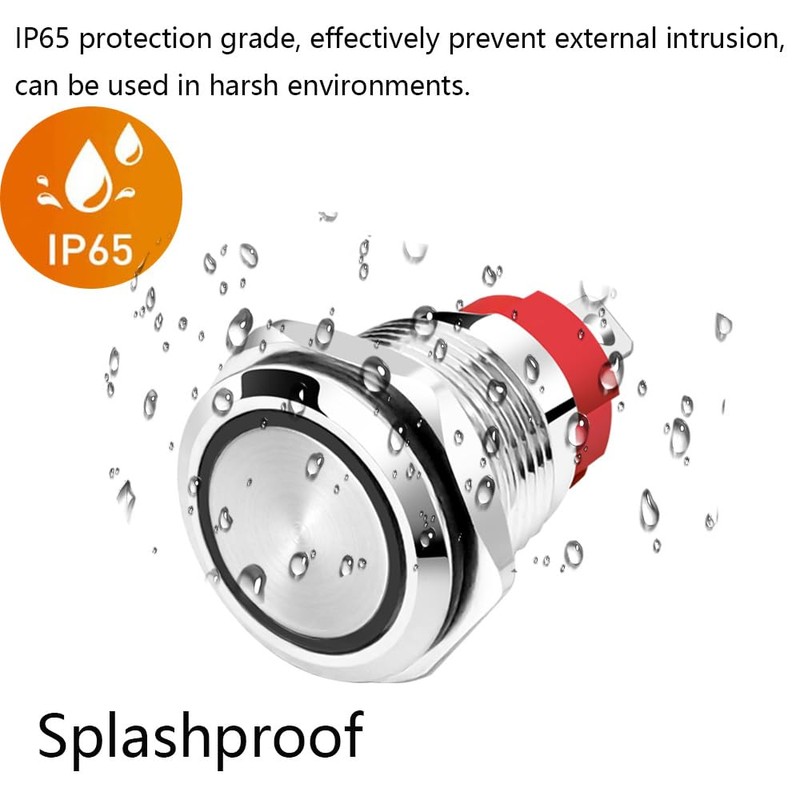 Gebildet Waterproof Momentary Push Button with Blue LED 110-230VAC/15A 16
