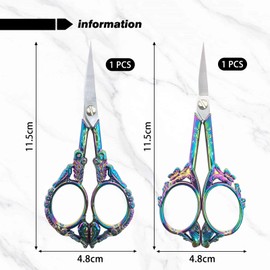 2 Pieces of Colorful Sewing Scissors, Stainless Steel Small Scissors, Craft Scissors, Office Stationery Scissors, Suitable for Cutting Needlework, Paper, Cloth