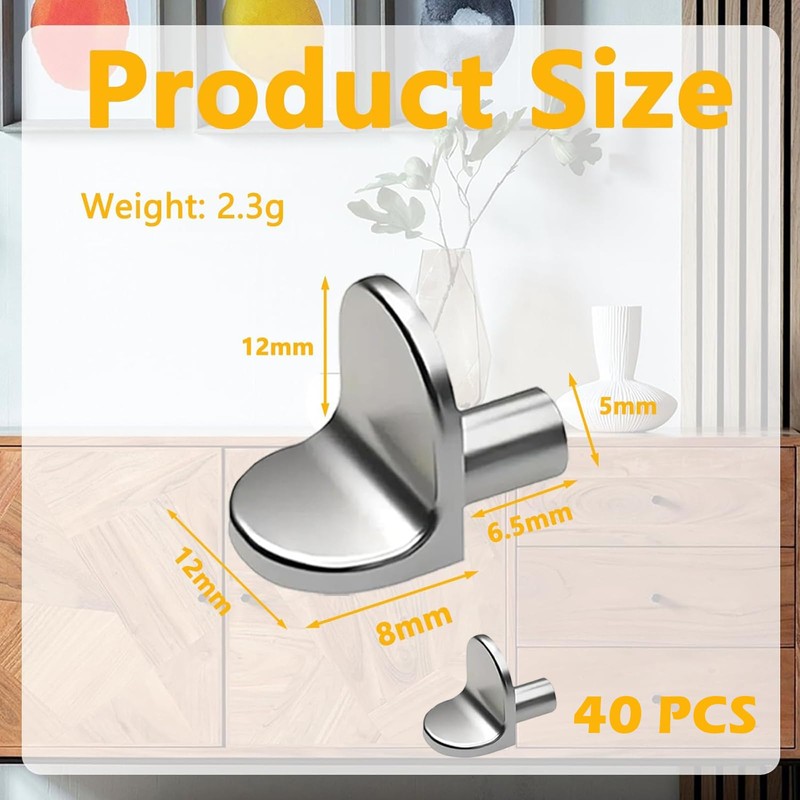 40 PCS Shelf Support Pegs Shelf Pins Cupboard Shelf Pegs,