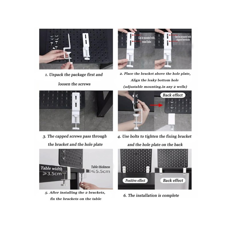 Desk Clamp 2Pcs,Pegboard Fixing Bracket Desktop Fixing Bracket, Office Game