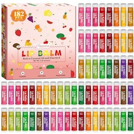 Paquete de 182 bálsamos labiales a granel, bálsamo natural para labios con vitamina E y aceite de coco, hidratante, hidratante, calmante, seco y agrietado, hidratante labial para mujeres y hombres