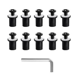 Augeny 10PCS Motorcycle Windshield Bolts Screws Kit, Aluminum Motorbike Windscreen Screw Bolts Nuts Fastener Kit with Wrench, Windshield Body Mounting Bolts Nuts for Motorcycle (Black)