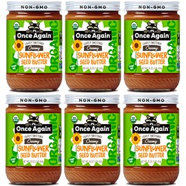 Once Again Organic Creamy Sunflower Butter, 16oz - Lightly Salted & Sweetened - Peanut Free, USDA Organic, Gluten Free Certified, Vegan, Kosher - Glass Jar - Case of 6