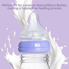 4 Count Bottle Nipples Compatible with Lansinoh NaturalWave Bottle, Soft and Durable Silicone Bottle Nipples, BPA-Free Replacement Bottle Nipple M