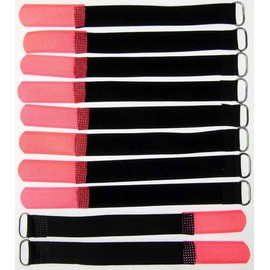 10 x 16 cm x 16 mm resealable Velcro cable ties, neon red with metal eyelet, cable Velcro tape, 160 mm, reusable