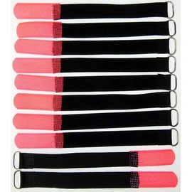 10 x 16 cm x 16 mm resealable Velcro cable ties, neon red with metal eyelet, cable Velcro tape, 160 mm, reusable