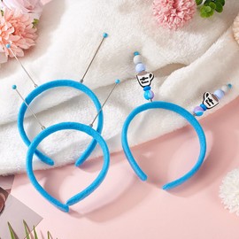 FASHEWELRY 5Pcs Plastic Headbands for Women Beadable Alien Headband Making Kit Sky Blue Cute Head Bands Bulk for Making Your Own Unique Head Boppers DIY Hair Accessories Party Supplies