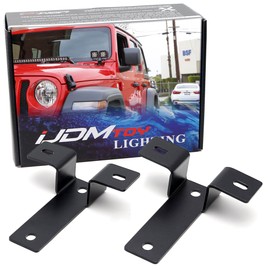 iJDMTOY Dual LED Ditch Light Heavy Duty Steel Constructed Front of Windshield Hood Mount Bracket Hardware Compatible with Jeep 2018-up Wrangler JL/Gladiator JT