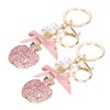 2Pcs Keychain Pendant Pearl DiamondStudded Fruit Shape Key Ring Girl