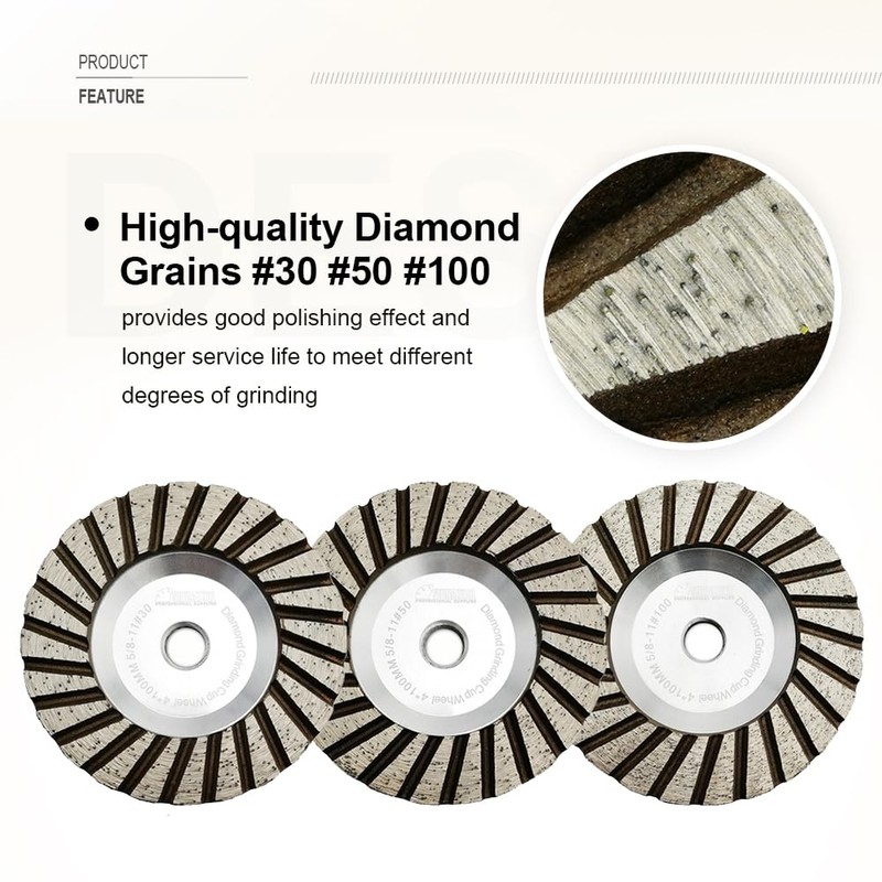 SHDIATOOL 4 Inch Diamond Grinding Cup Wheel for Granite Marble
