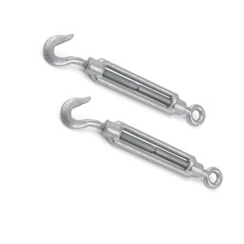 Set Of 15 M Galvanised Wire Rope 3 mm Strand: 6 x 7 + 6 Clamps + 2 Eyelets/Hook Tensioners