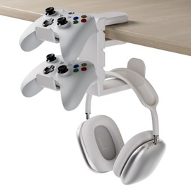 Kawano Shingei New Colors Controller / Headphone Stand, Stores 3 Devices Simultaneously, Space Saving, Headphone Hanger, 360° Rotation, Cable Storage, Stability, Anti-Slip, Simple, Compatible with a