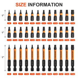 COMOWARE Impact Torx Bit Set 36pcs (TT5-TT40), S2 Steel Security Torx Bit Set, CNC Machined Tips, 1"&2" Long Impact Bits with Magnetic Bit Holder and Storage Box