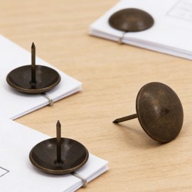 Amanaote Metal 1” Diameter Antique Brass Hardware Upholstery Clavos Decorative Nails Tacks(Pack of 30)