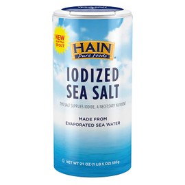 Hain Pure Foods Iodized Sea Salt, 21 oz.