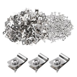 sourcing map 60pcs Wire Fence Clips 0.12" Stainless Steel Fence Wire Clamps Agricultural Fencing Mounting Clips with 60pcs Screws for Mounting 12-16 Gauge Wires to Wood Metal or Vinyl Fence