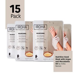 IROHA NATURE Anti-Aging Nourishing Hand Mask Gloves | 15 Pairs | Argan & Macadamia Oil | Intense Nutrition for Dry Hands | 93% Natural Ingredients | Vegan
