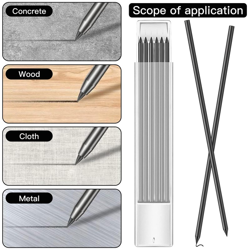 Binnan 24 Stück Tieflochmarker Bleistift,Holzarbeit Ersatzminen,2.8MM Minen Bleistiftminen,HB Wiederverwendbare Carpenter