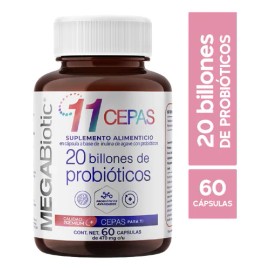 Megabiotic 11 Cepas 20 Billones De Probióticos 60 Cápsulas Sin sabor