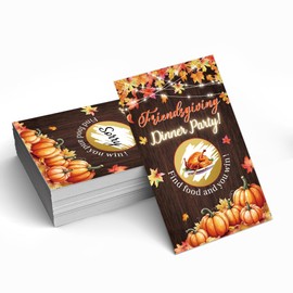 JMYROG 50 Pack Friendsgiving Dinner Party Scratch Off Game, Turkey Scratch Cards for Dinner Game, Thanksgiving Raffle Tickets for Birthday Games, Baby Shower, Fall Thank You Party Games