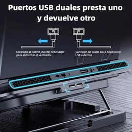 Base Enfriadora para Laptop Gamer 6 Ventiladores 2400RPM Pantalla LCD Tctil, 5 Niveles Altura, Doble USB, Silenciosa, Soporte Antideslizante para...  