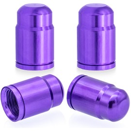 MEAJOO 4PCS Car Tire Valve Stem Caps, Aluminum Alloy Wheel Valve Covers with Rubber O-Ring, Universal for Cars, SUVs, Bike, Bicycles,Trucks and Motorcycles (Purple)