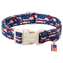 Unique style paws Dog Collar Plastic Buckle with Pendant Newspaper Star Flag Puppy Collars for Small Medium Large Boys Girls Dogs