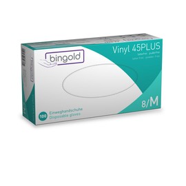 Powder-Free, transparent Vinyl 45PLUS Disposable Gloves - 100 or 1000 pieces, m, transparent