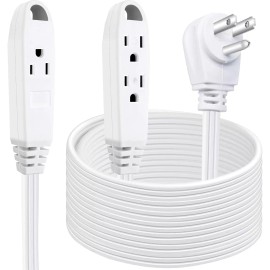 Kasonic 25 Ft 3 Outlet Extension Cord, Triple Wire Grounded Outlet, 16/3 SPT-3 WHITE