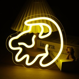 Acrossoce Lion King Neon Sign Light for Wall Decor, Dimmable Led Lion Neon Light for Bedroom, Children's Room,Game Room Decor, LED Neon Signs Bar Club Party Gifts Art for Boys Girls (Yellow)